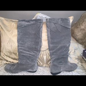 Enzo Angiolini grey Suede high rise boots